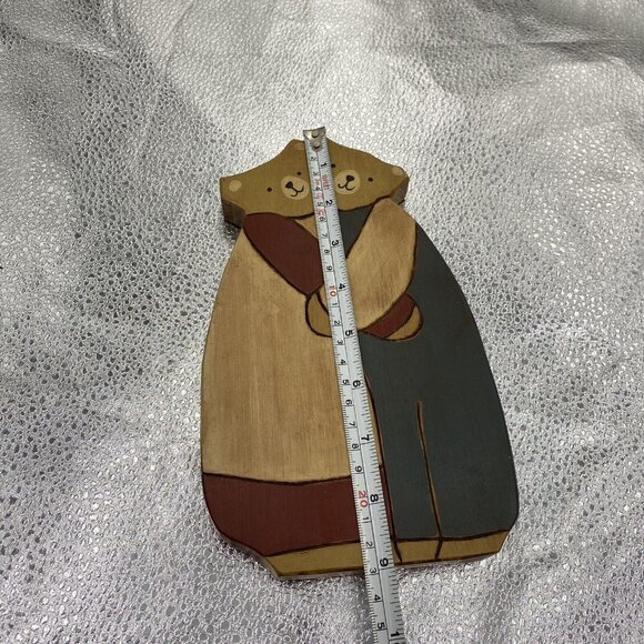 Vtg Wooden Bears Handmade Painted Folk Art Figures Primitive 80s Rustic Lot Of 3 - Picture 9 of 16